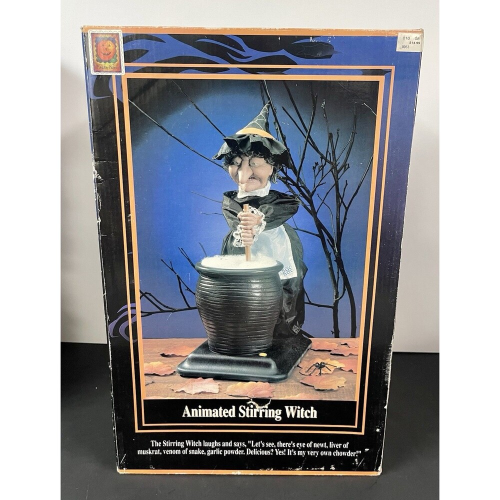 Vintage Gemmy Animated Stirring Witch 1995 Halloween Factory, Talks, No Stir